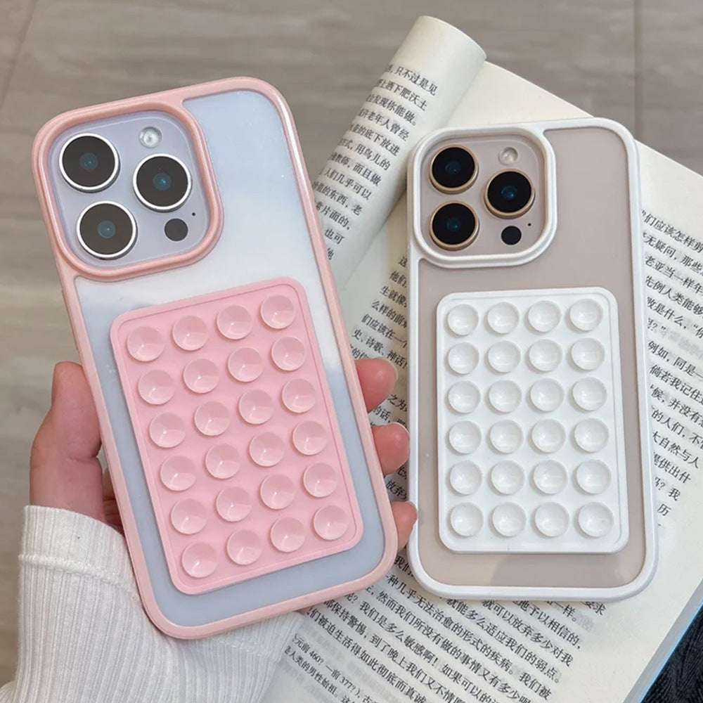 Solid Color Suction Cup Acrylic Hard Shell Simple Phone Case