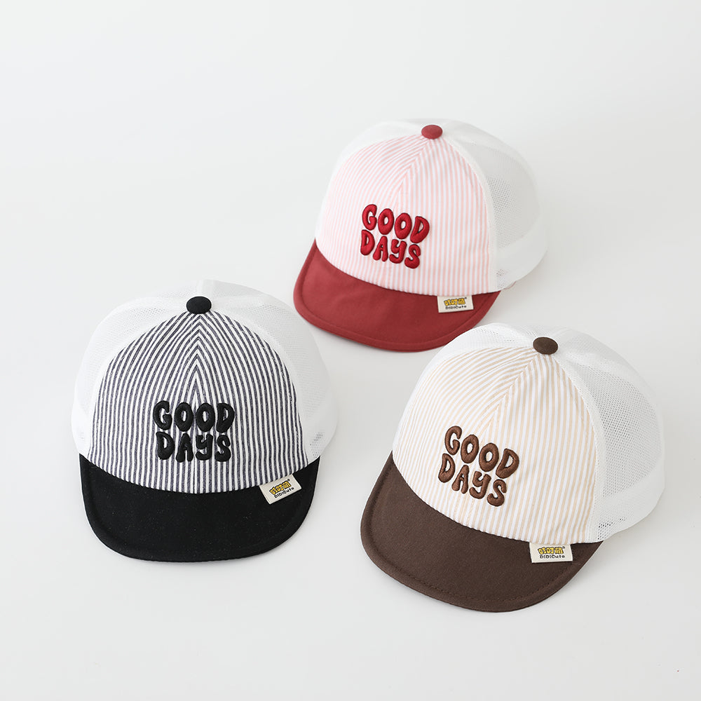Été Garçons et filles rayés Brodé Lettre Mesh Respirant Casual Sport Cap approprié