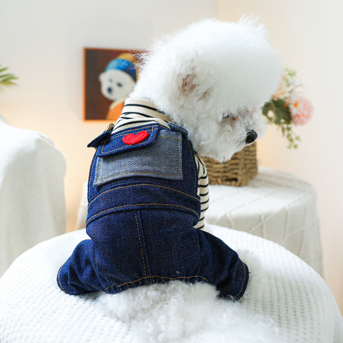 Chien de vêtements pour animaux de compagnie 4 pieds coeur Vintage
