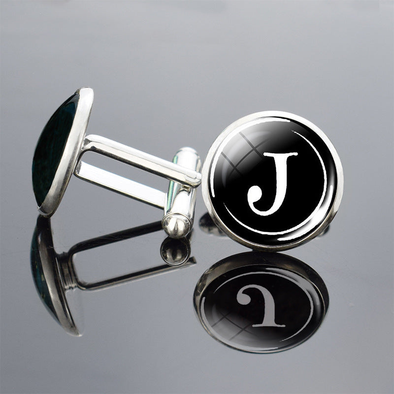 26 Lettre anglaise Cufflinks Metal Time Gem