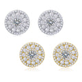 S925 Boucles d'oreilles rondes en argent sterling Halo Sterling