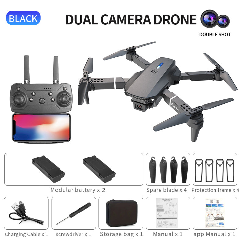 E88Pro - Caméra double - Double batterie-BLACK