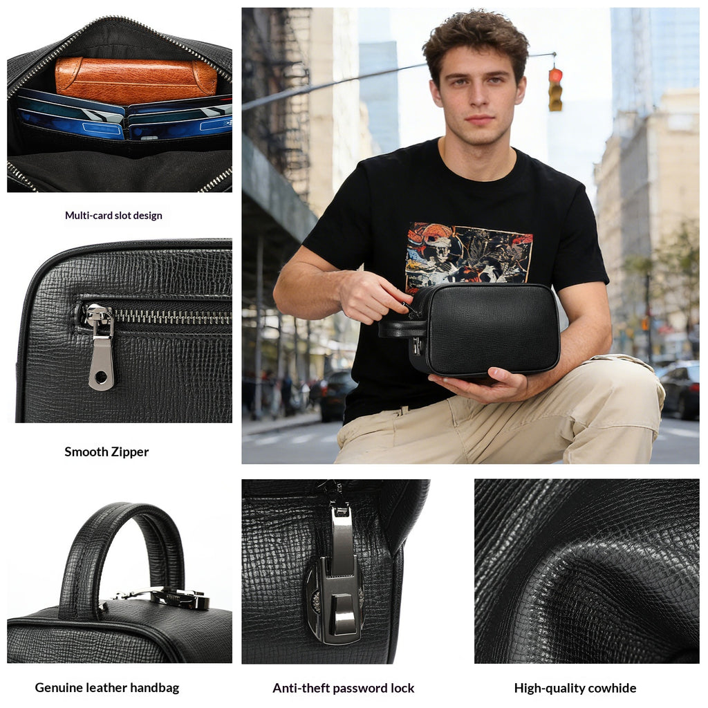 Sac en cuir véritable en cuir pour hommes