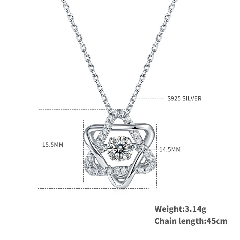 S925 Argent Sterling 0.5ct D Couleur VVS1 Moissanite Star De Collier Hexagram 45cm Platine