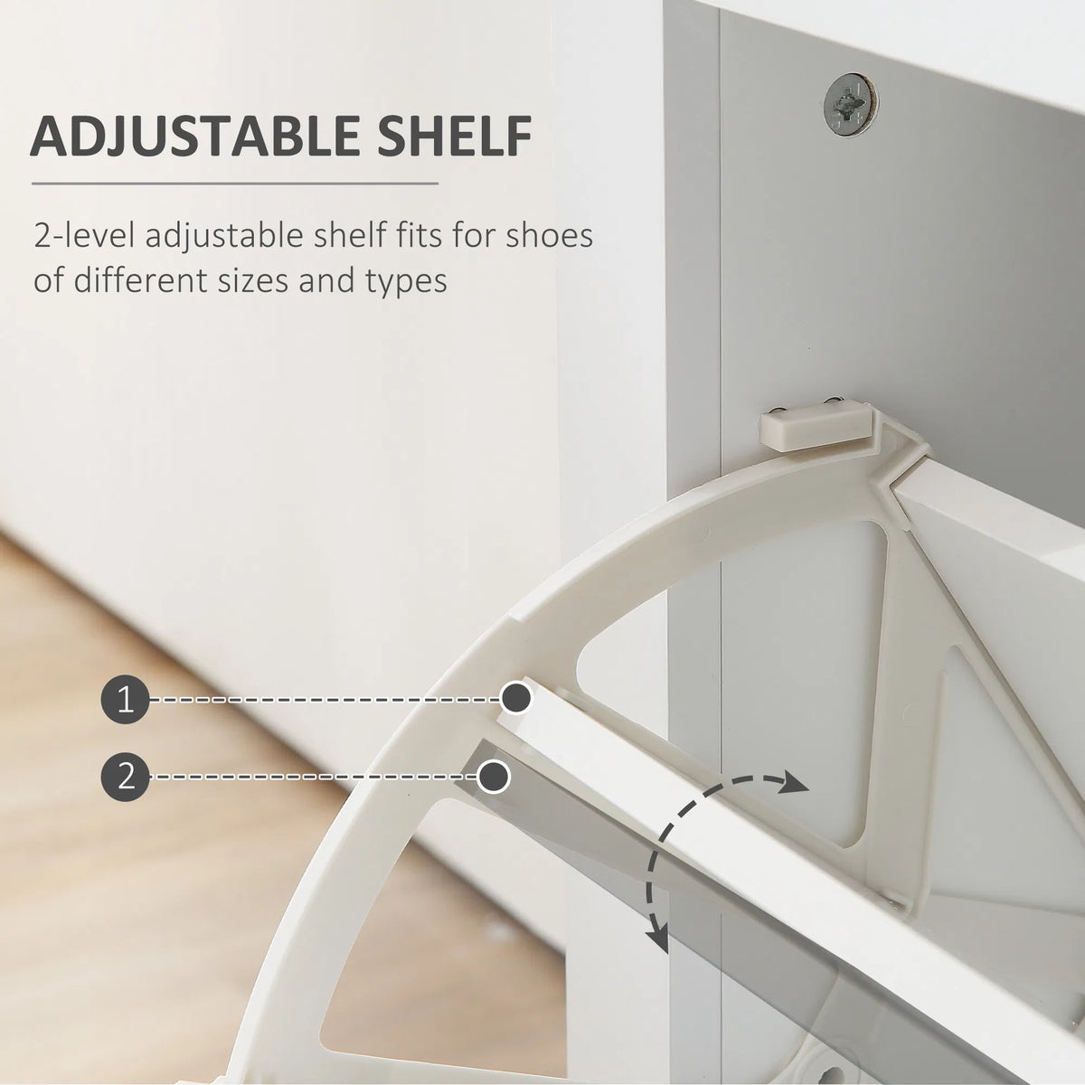 Armoire à chaussures brillantes avec 2 tiroirs et étagères réglables