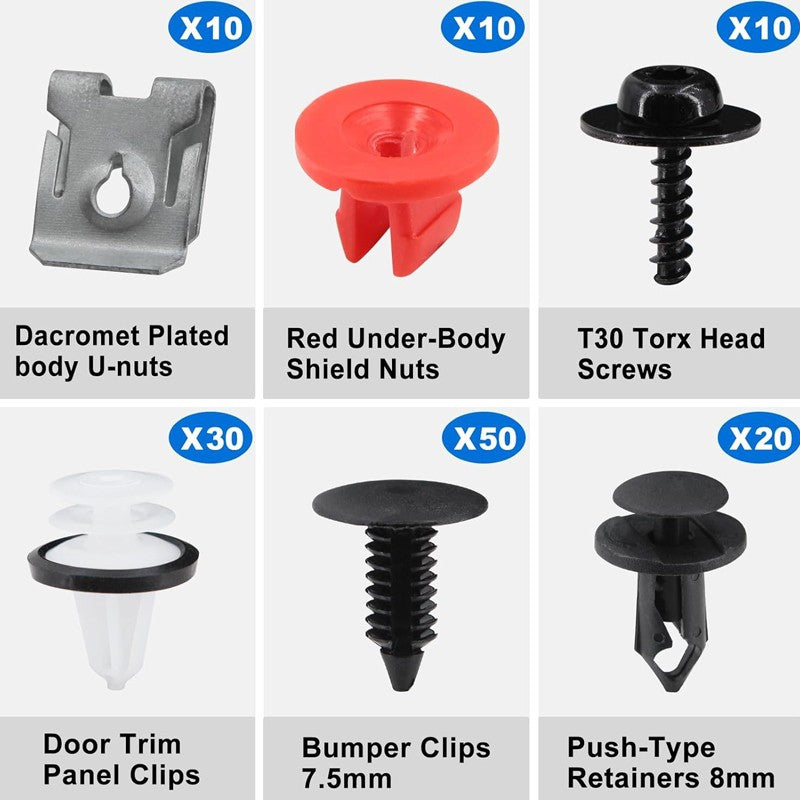 Clips 130Pcs Fit Ford Fiesta Roue Arch Splash Guard Bouclier Bumper Wing Doublure