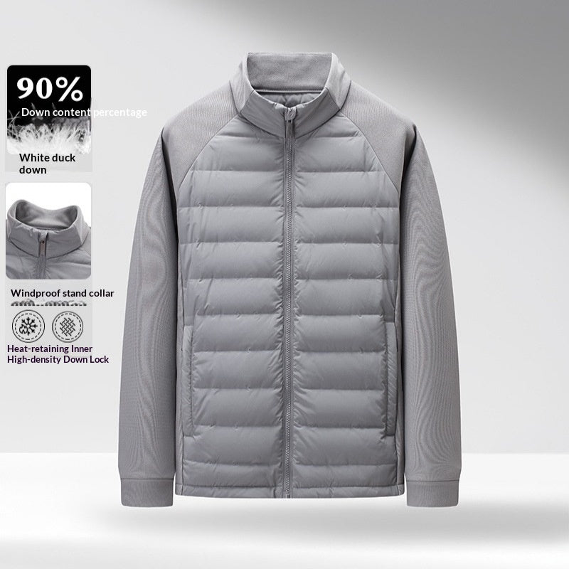Hommes Stand-Up Collar Patchwork Légère et chaude veste duvet
