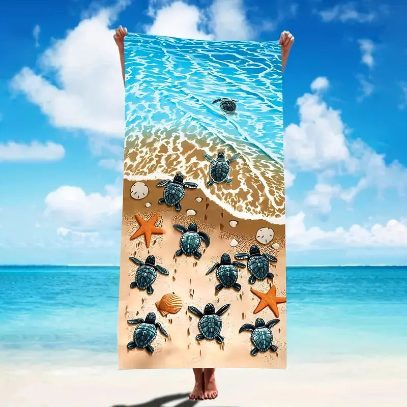 Serviette de plage en microfibre impression créative