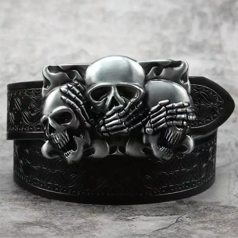 Ceinture en cuir en alliage homme avec un design vintage embossé