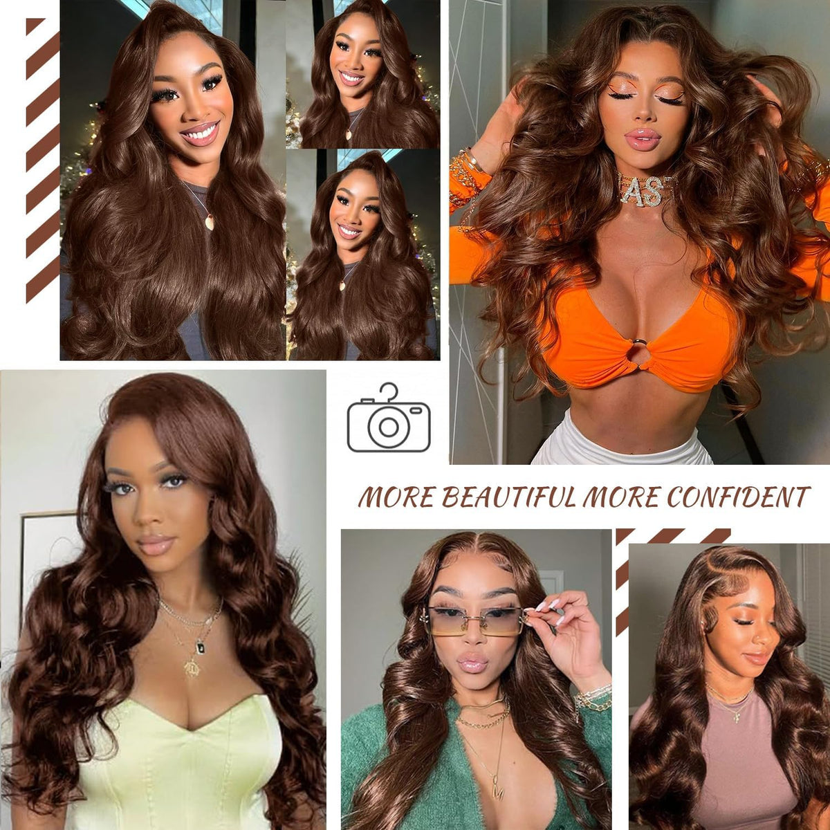 13x4 Lace Front Human Hair Wig Brown Body Density