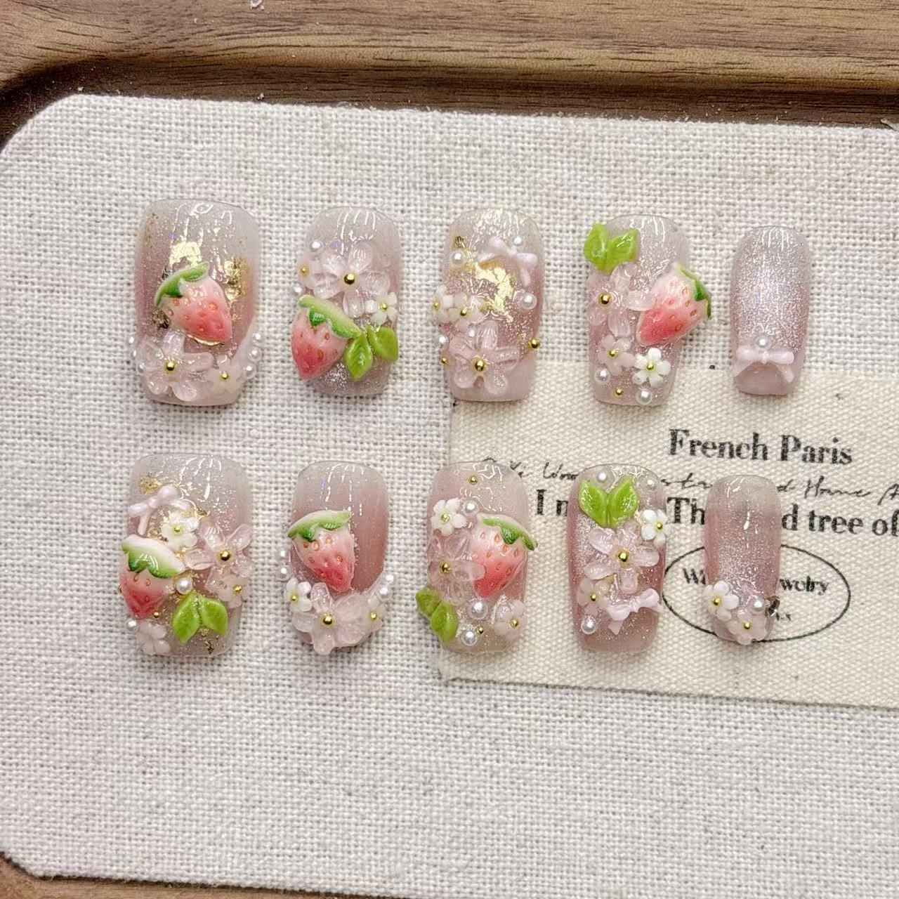Fraise 3D Relief artisanal Conseils sur les ongles portables