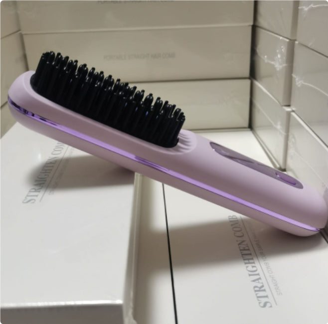 2 En 1 Combustion cheveux droites Lève-cheveux sans fil brosse cheveux chauffage rapide