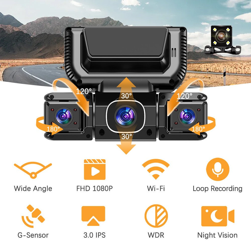 5G WiFi Dash Cam 4 Channel 360 Avant Arrière Intérieur DashCam