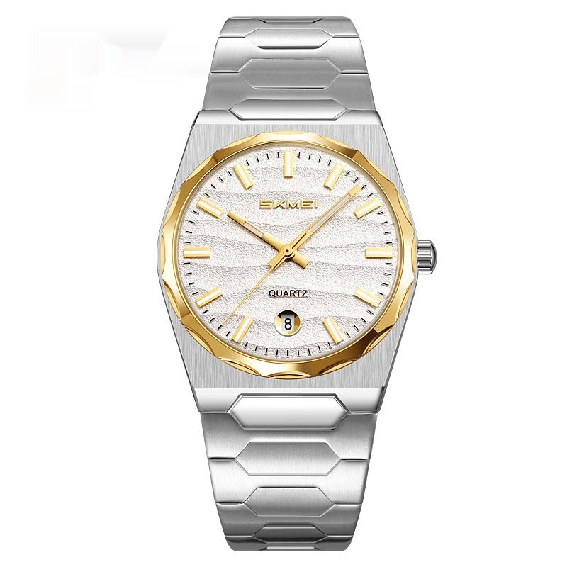 Montre homme avec une fonction de calendrier de bande en acier