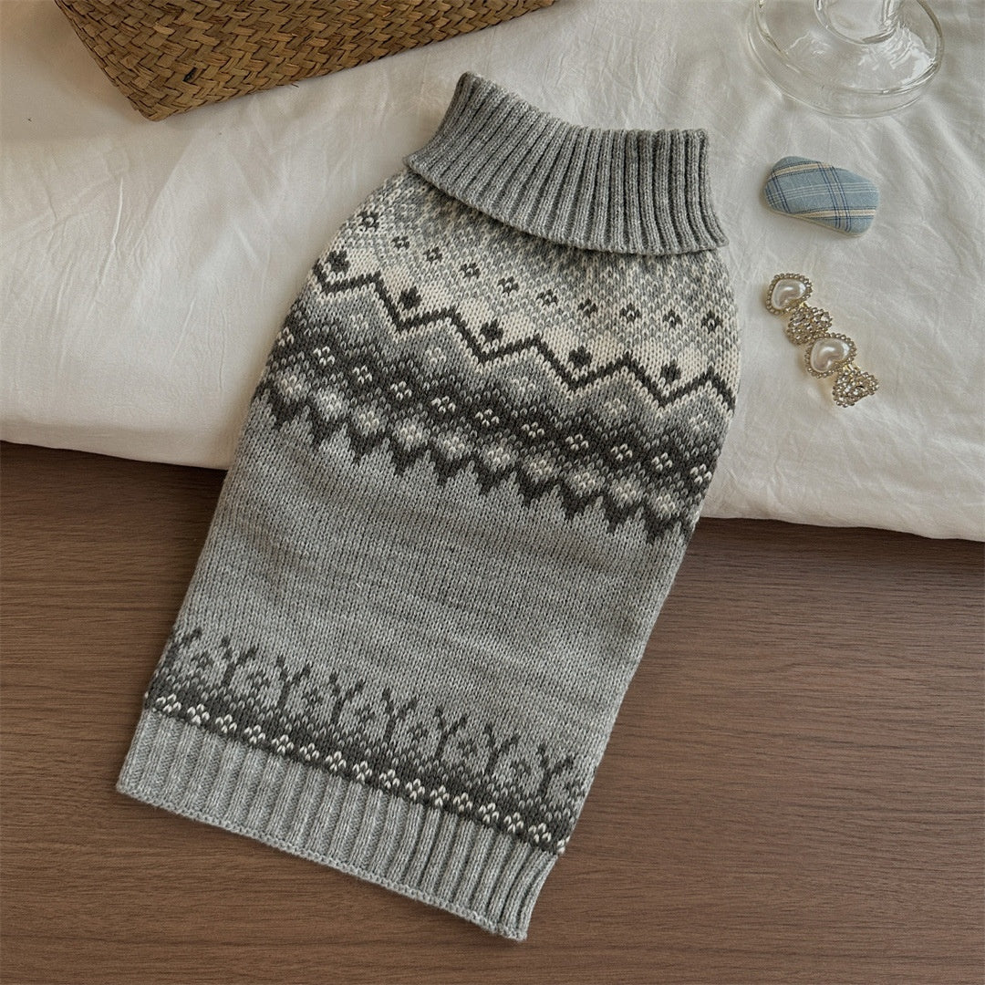 Gris Fair Isle Sweater Little Dog Teddy Sweater Automne Et l'hiver