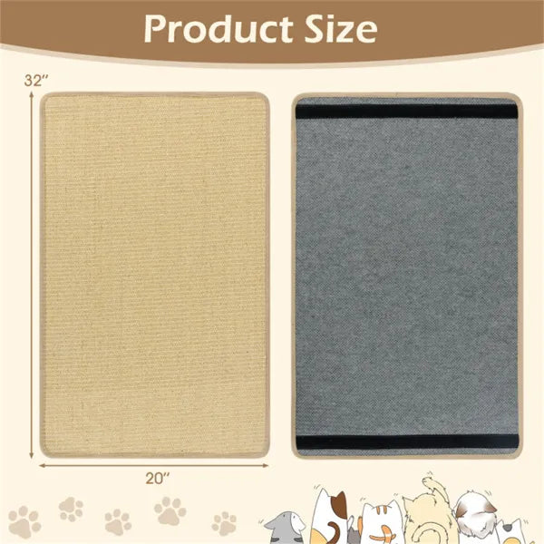 4-Pack 32"x20" Natural Sisal Cat Scratching Mats