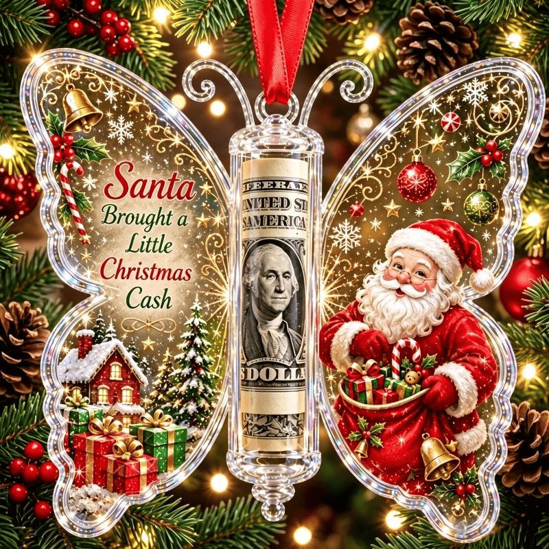 Ornement cadeau en espèces de Noël papillon