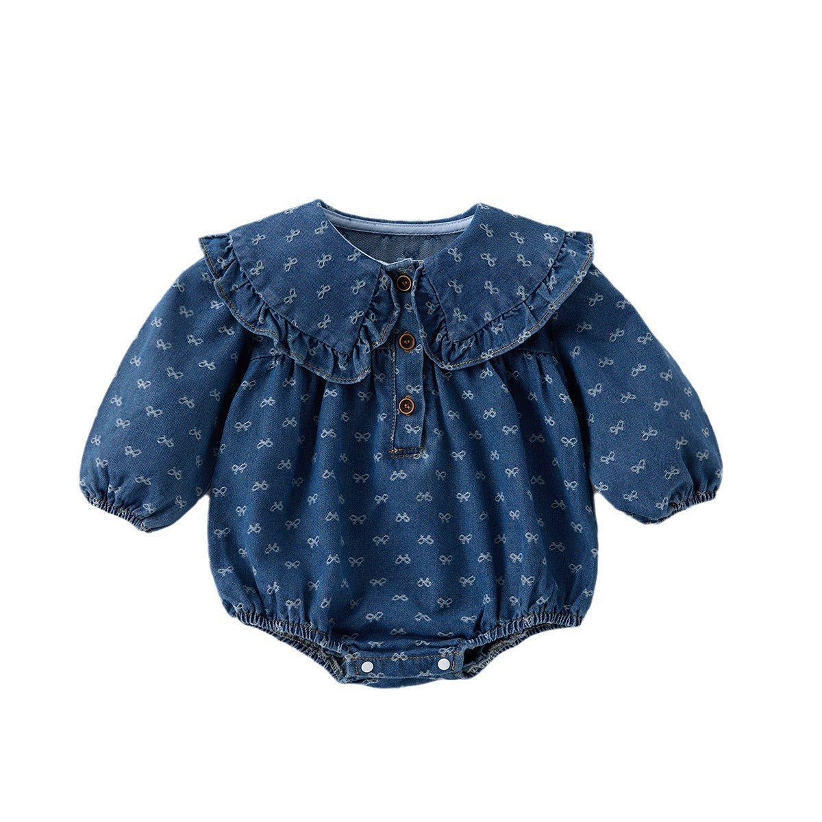 Robe en une seule pièce pour enfant Denim Romper Triangle style Crawling Suit Girls