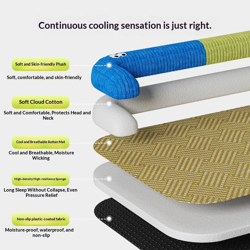 Mat de refroidissement pour animaux de compagnie Rattan tapis de tissu antidérapant Coussin Couleur-Block Collier de soutien Matelas
