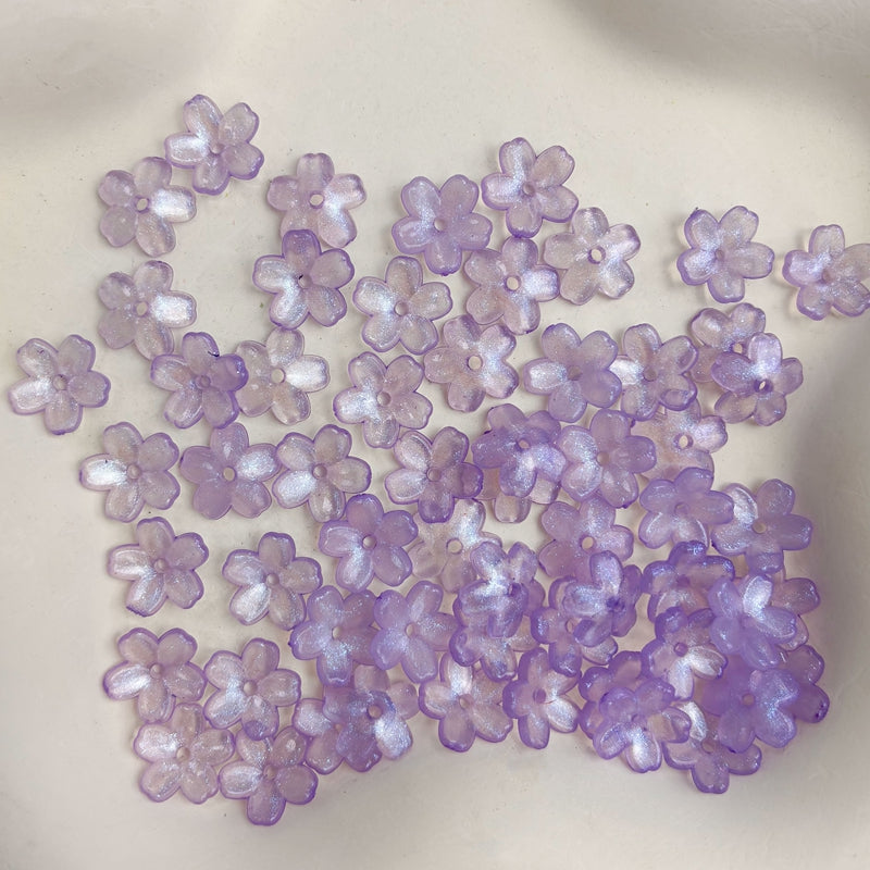 11mm Perles de fleur en acrylique 5-Petal Glitter
