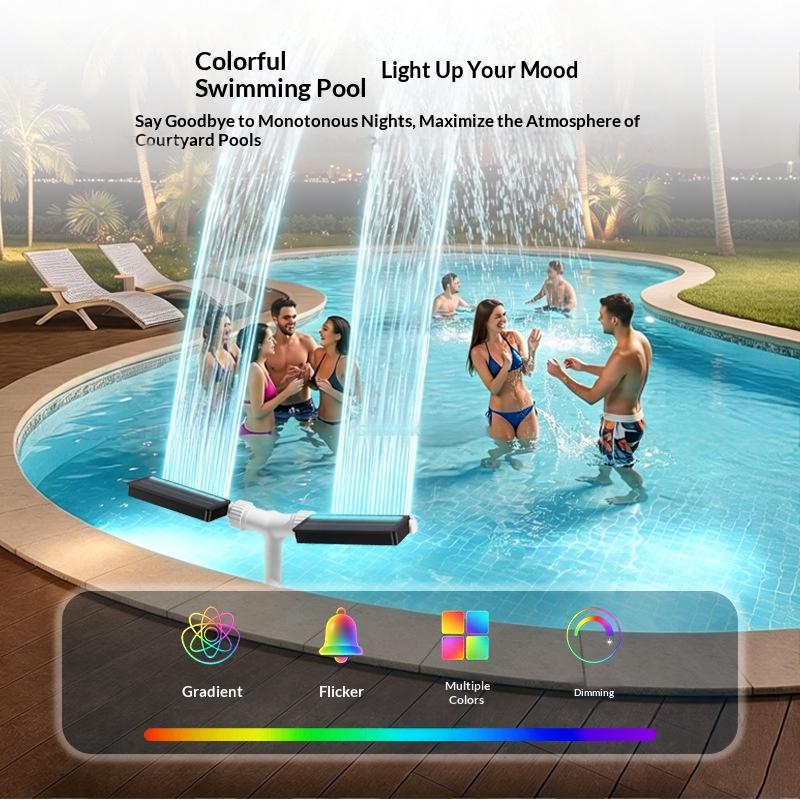 Bande de lumière LED à double tête à énergie solaire avec une broche colorée