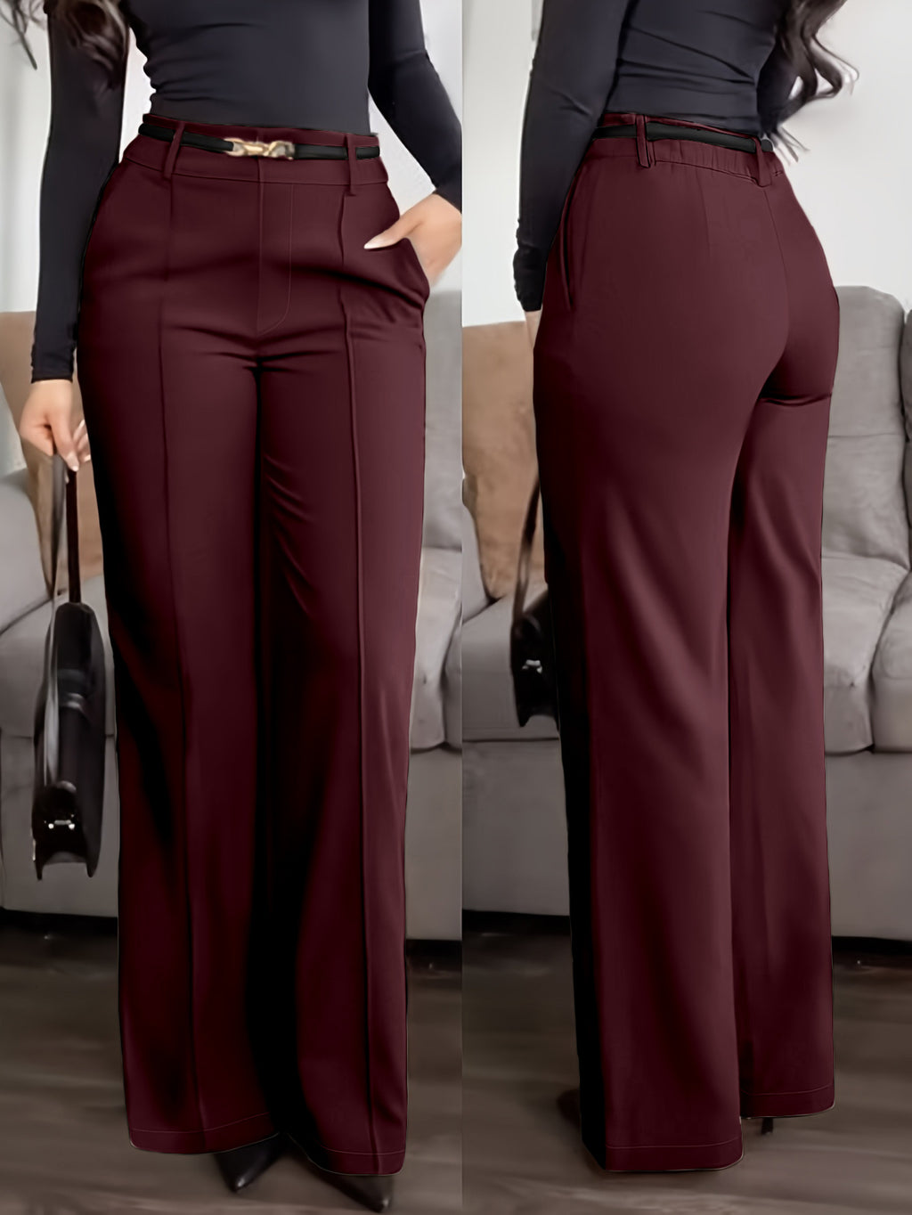 Pantalons à fermeture éclair de couleur solide avec poches