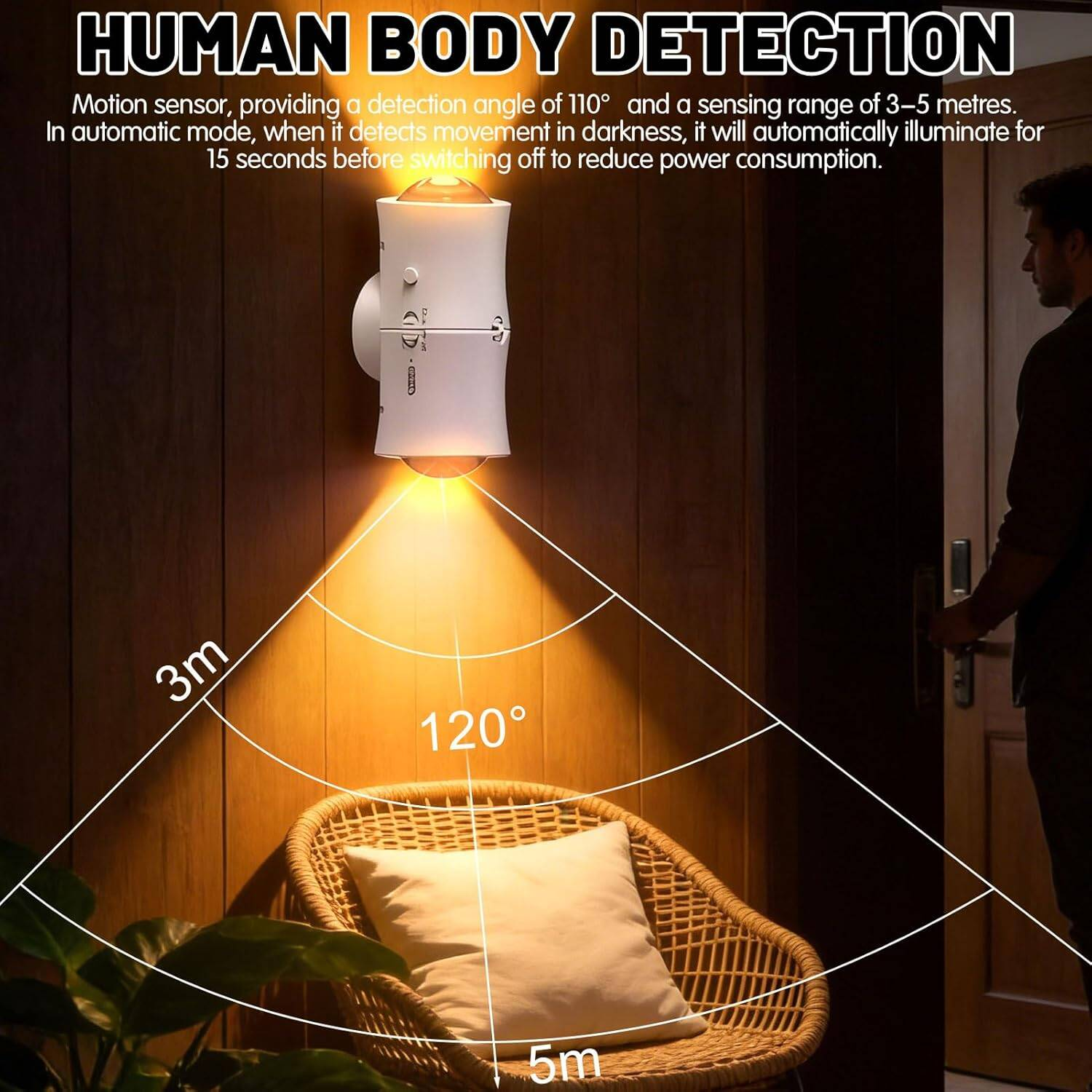 4pcs détecteur de mouvement lumière de nuit rechargeable