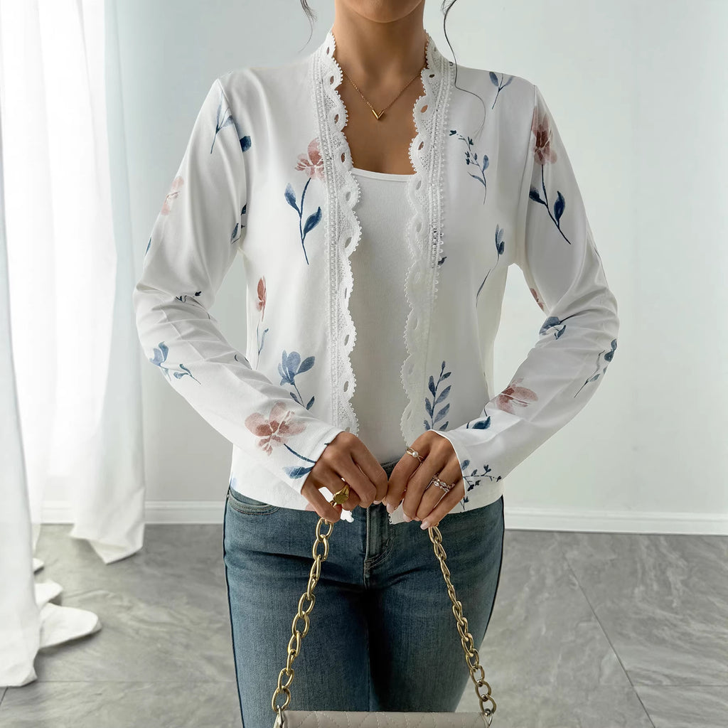 Élégant Cardigan imprimé à manches longues
