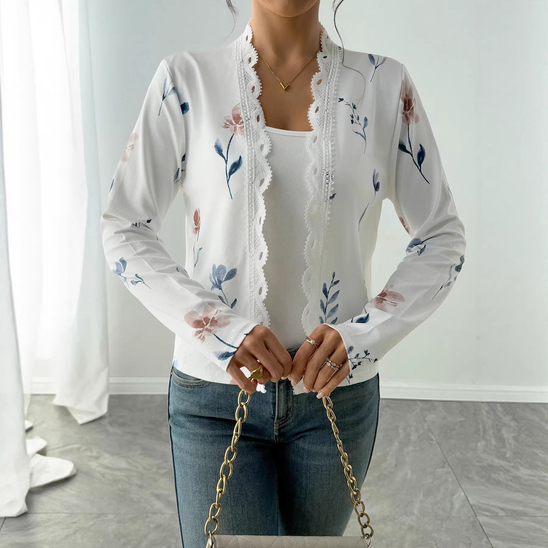 Élégant Cardigan imprimé à manches longues