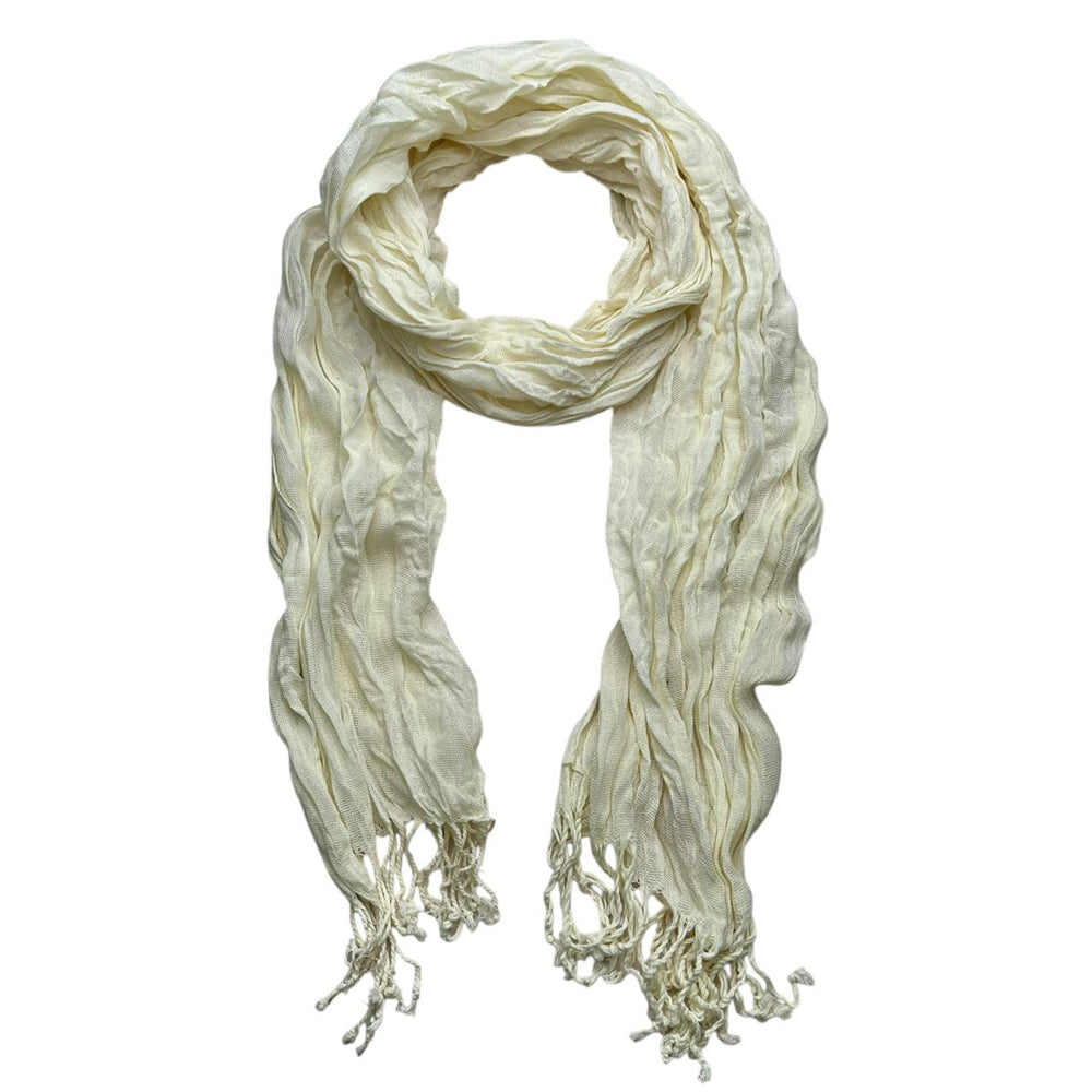 2pcs Pure blanc Crinkle Texture Brightens Complexion écharpe