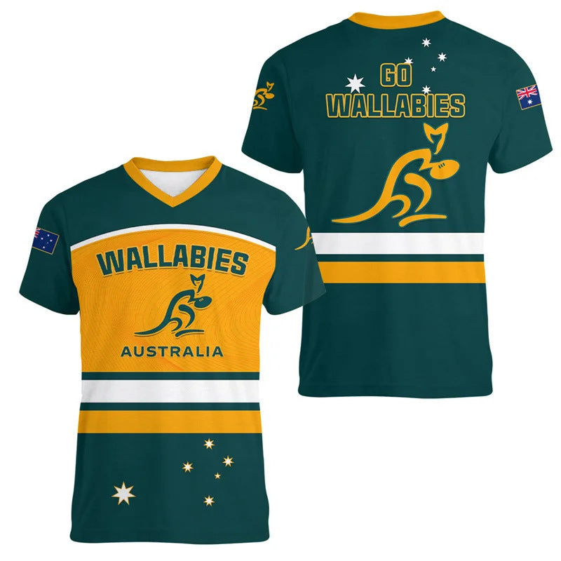 Modèle Kangaroo australien T-shirt pour enfants Imprimé Animal Pattern Sports Col V Court-