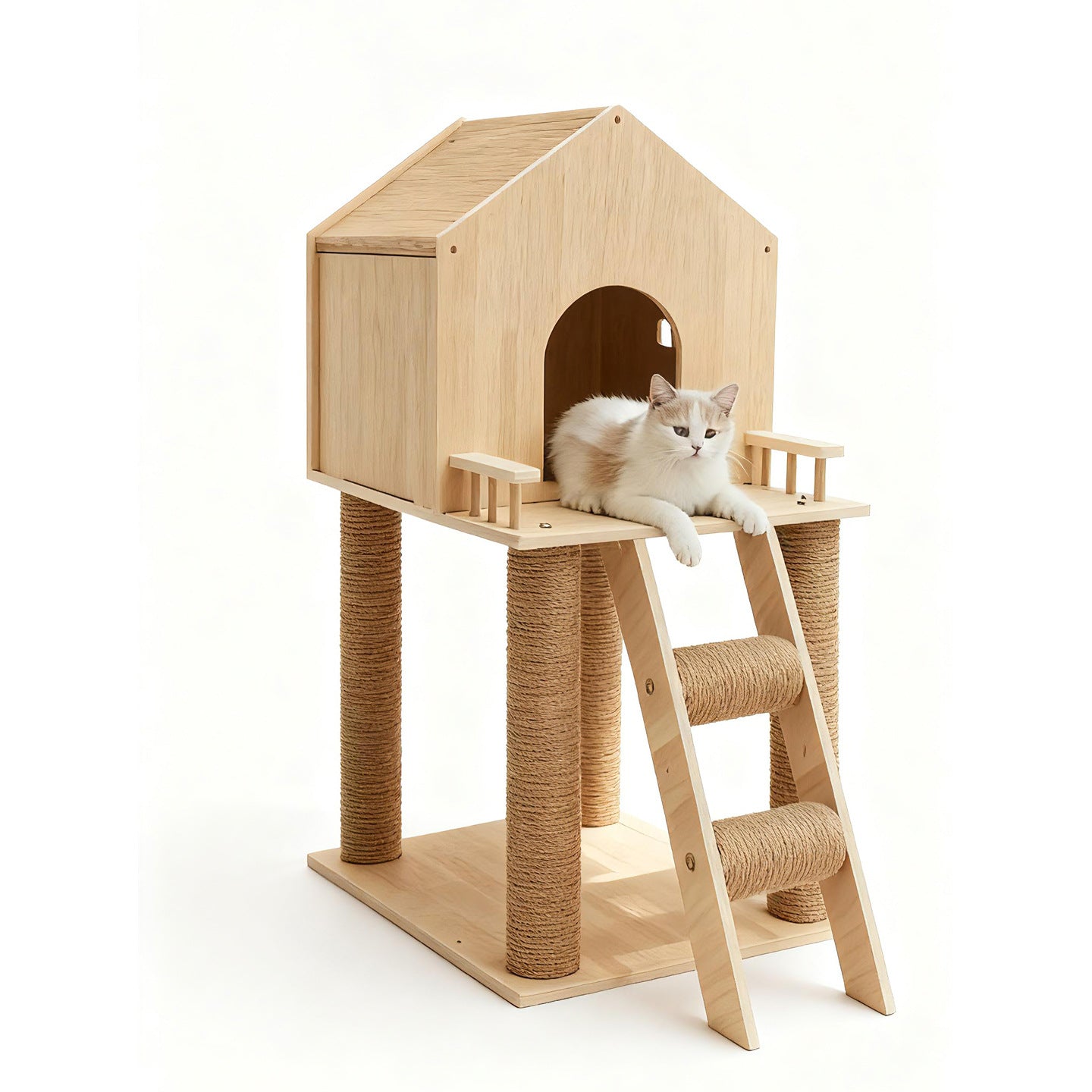 Cat House Cat Treehouse Cat Bed Hideaway pour petits chats seniors à pattes courtes