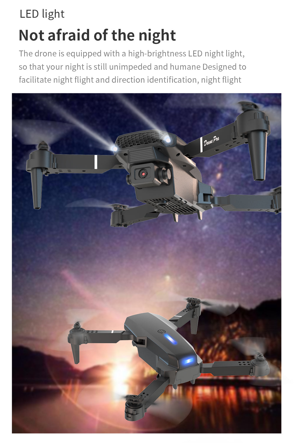 E88Pro - Caméra double - Double batterie-BLACK