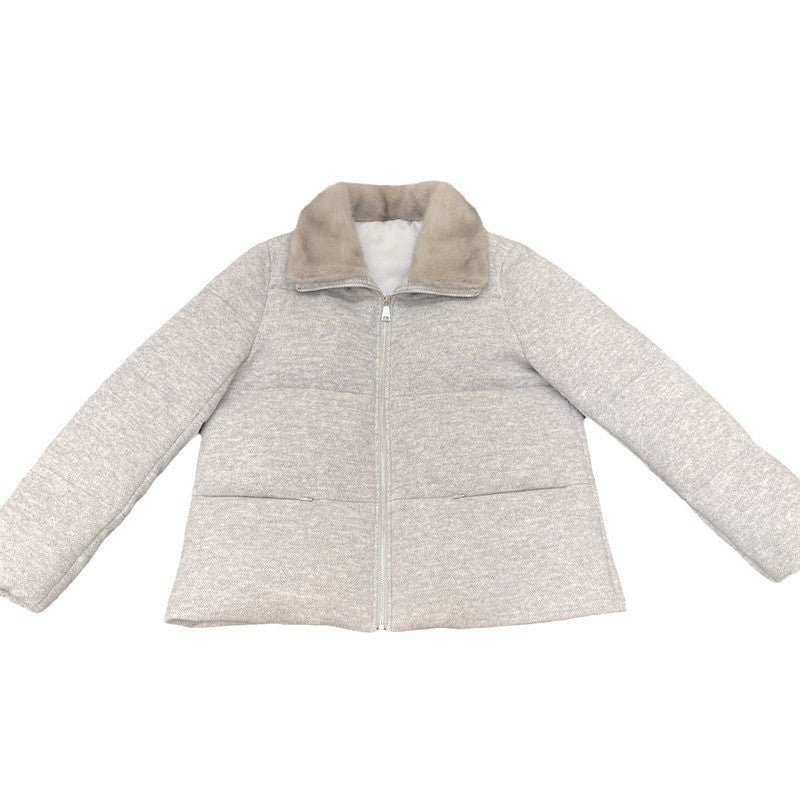 Veste puffer en fourrure et en oie