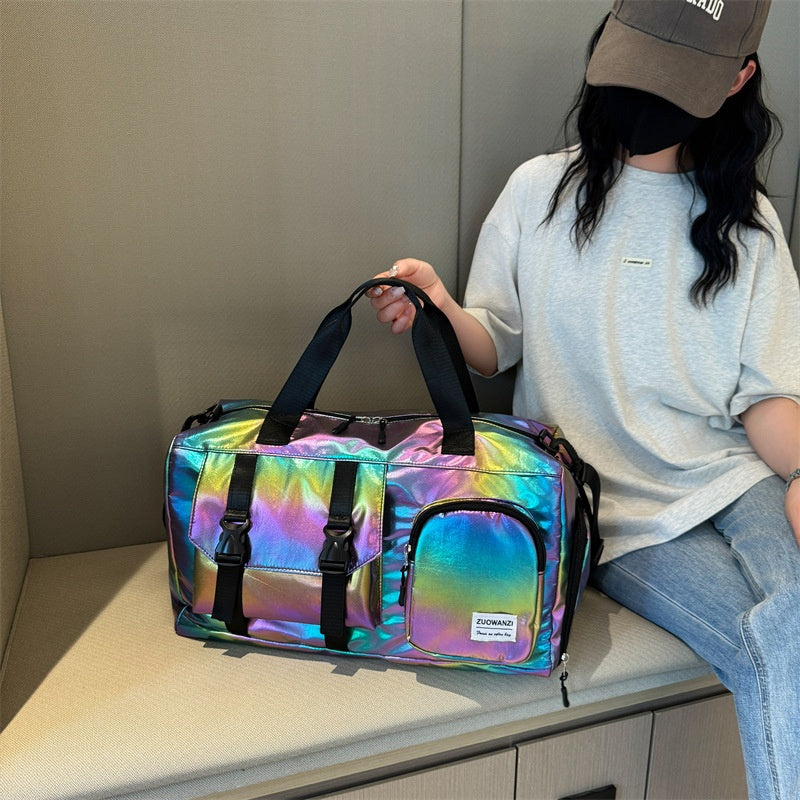 Sac de fitness de yoga perlescent coloré avec séparation sèche-humide