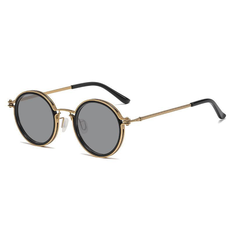 Lunettes de soleil rétro Lunettes de soleil en métal rond pour hommes