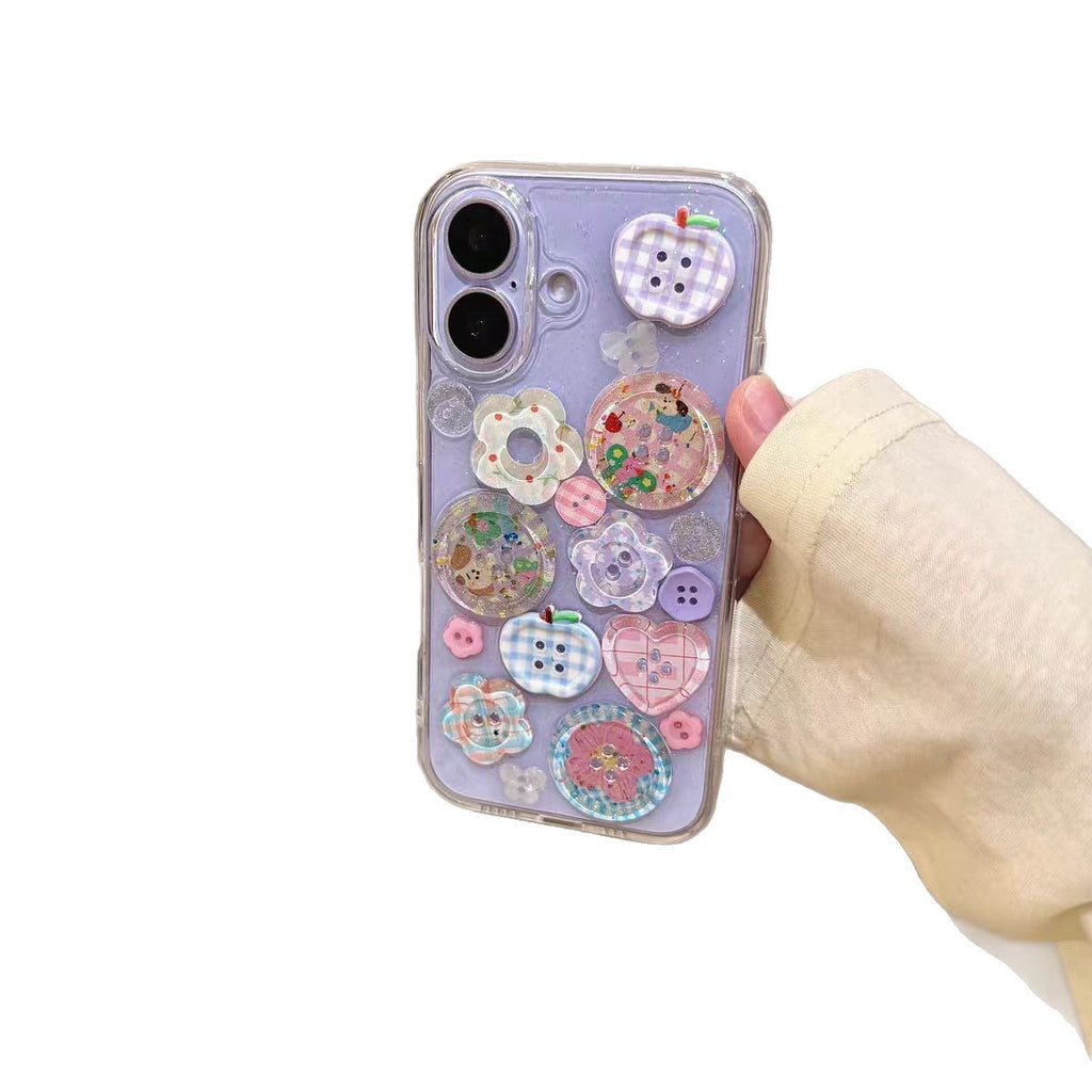 Étui 3D Epoxy Flower Bouton Téléphone