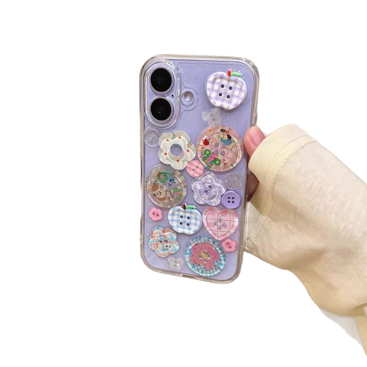 Étui 3D Epoxy Flower Bouton Téléphone
