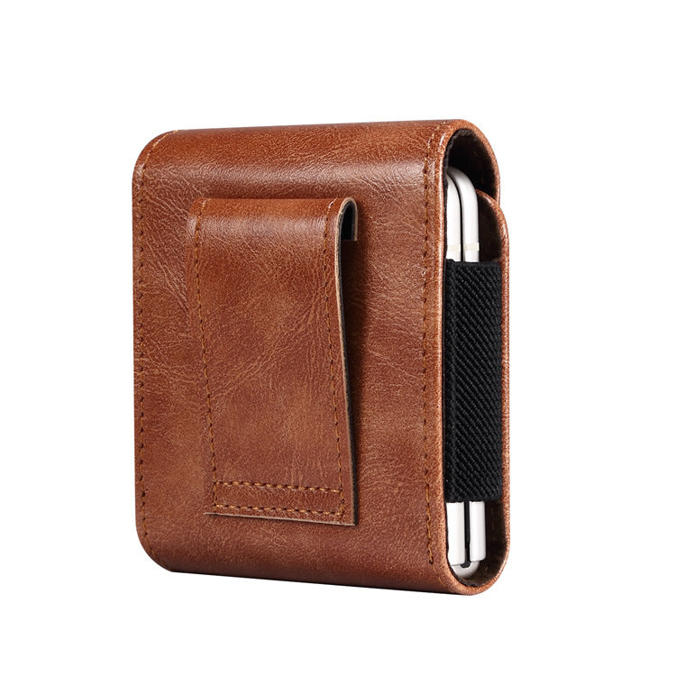 Applicable Flip Screen Mobile Phone Bag Suspendre Cuir Perforant Sac de pliage