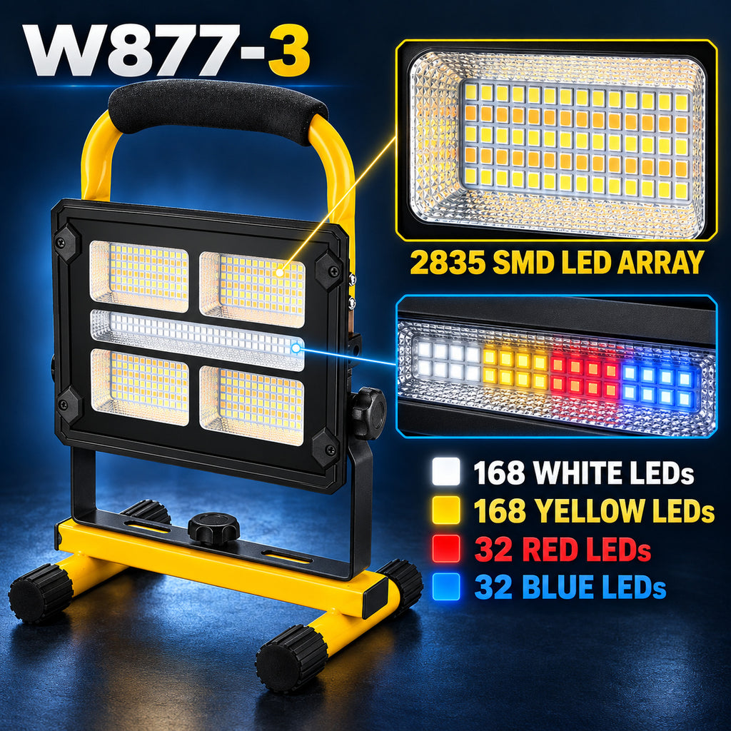 Affichage de batterie rechargeable alimenté par le solaire Type C LED Lampe d'inondation W877 3 Sécurité extérieure