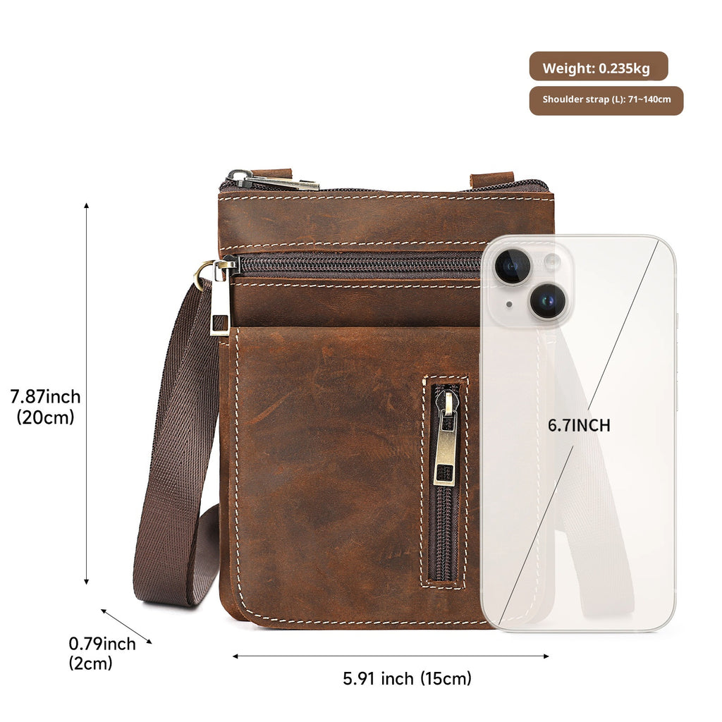 Retro Premier couche Cowhide Crazy Horse sac de corps en cuir