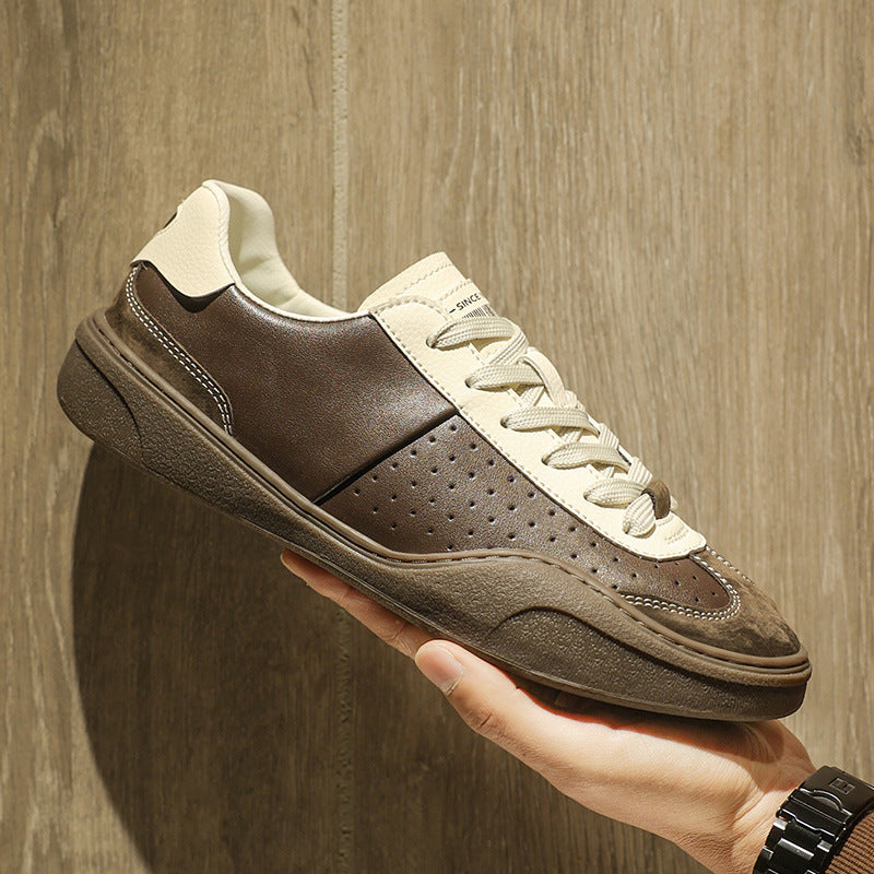 Pointage Contraste couleur véritable cuir plate plate plate-forme chaussures de conseil casual