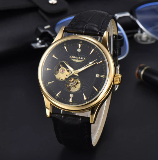Montre en cuir véritable étanche avec un mouvement mécanique entièrement automatique