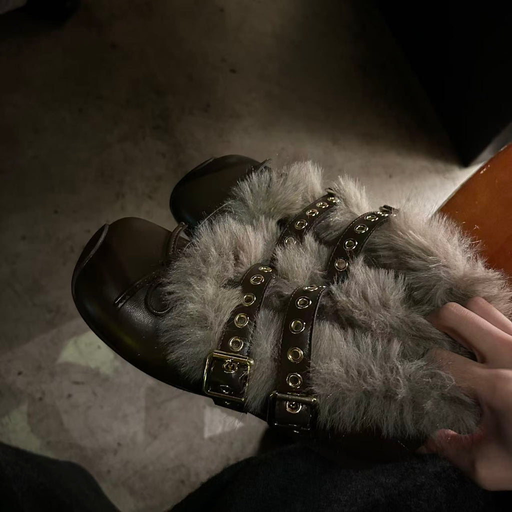 Femmes de style français polaire doublé Mary Janes