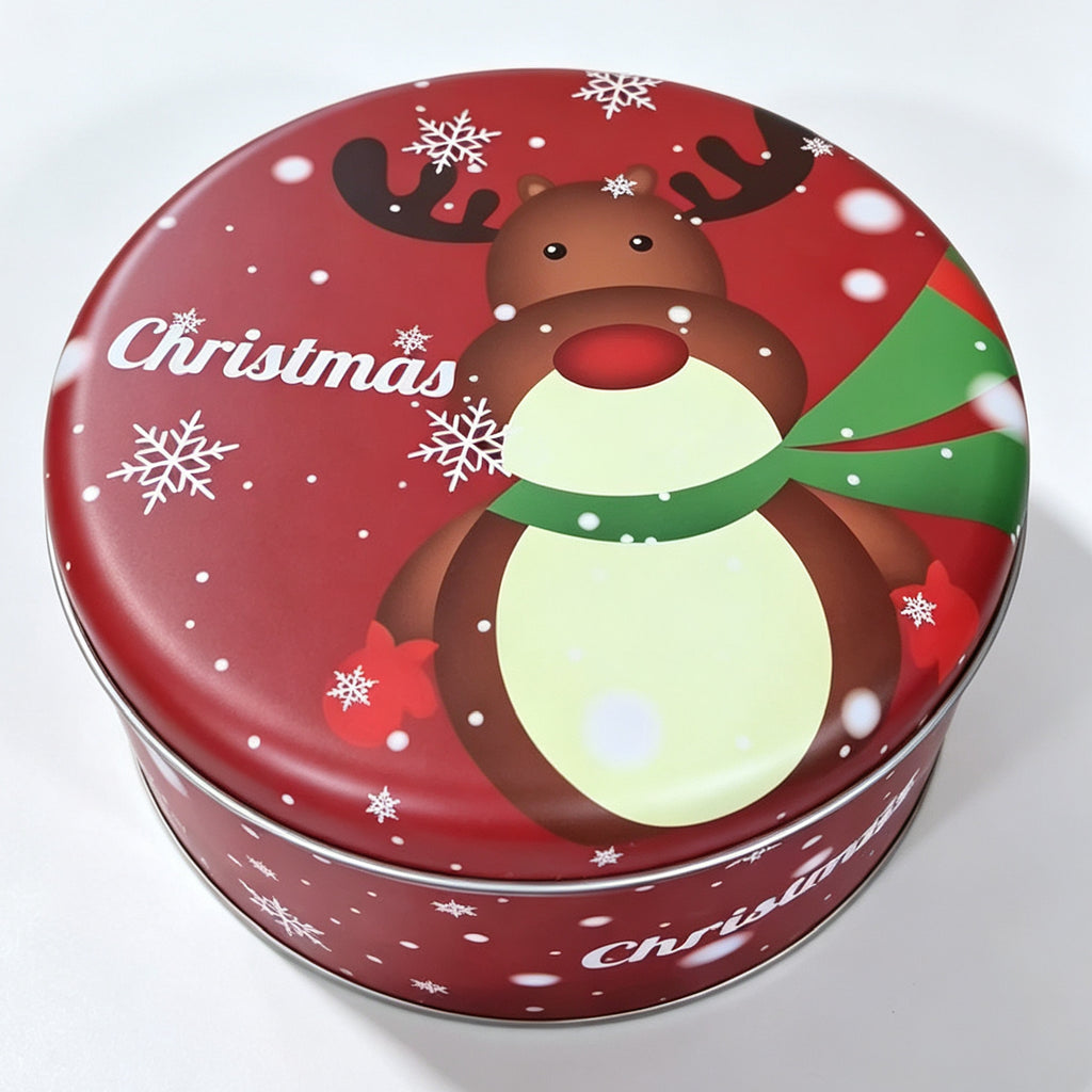 Boîte cadeau en métal rond de Noël Père Noël