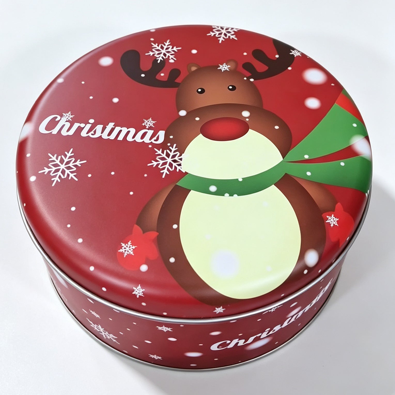 Boîte cadeau en métal rond de Noël Père Noël