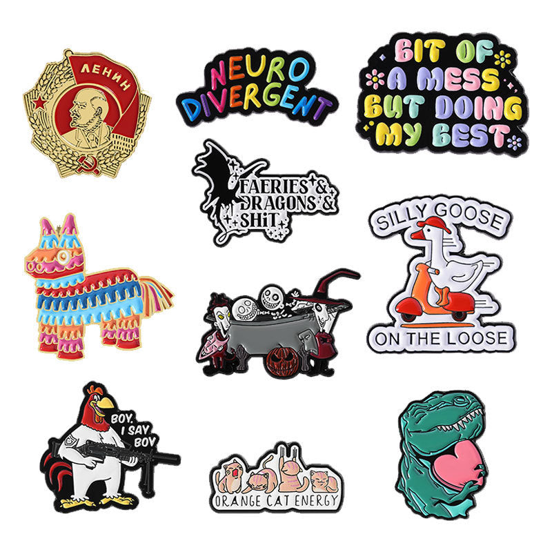 Devis Lettre Français Brooches Créatives Badges et Pins