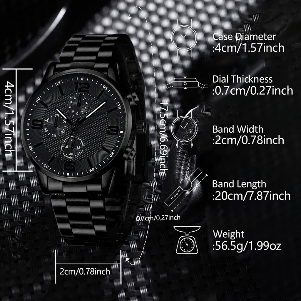 3-Eye Digital hommes bracelet de montre et collier ensemble