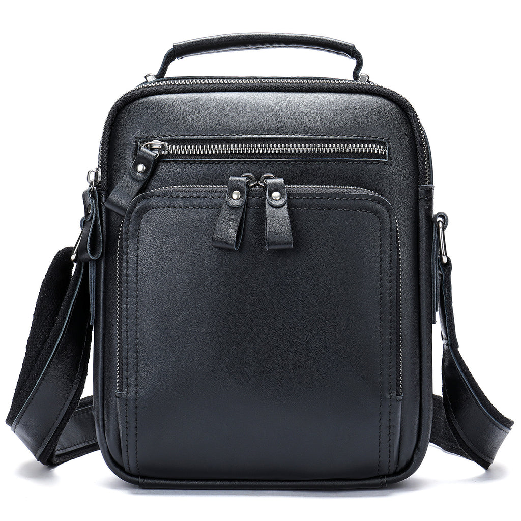 Véritable sac de corps croisé en cuir Hommes Cheval fou Sac d'épaule en cuir multifonctionnel