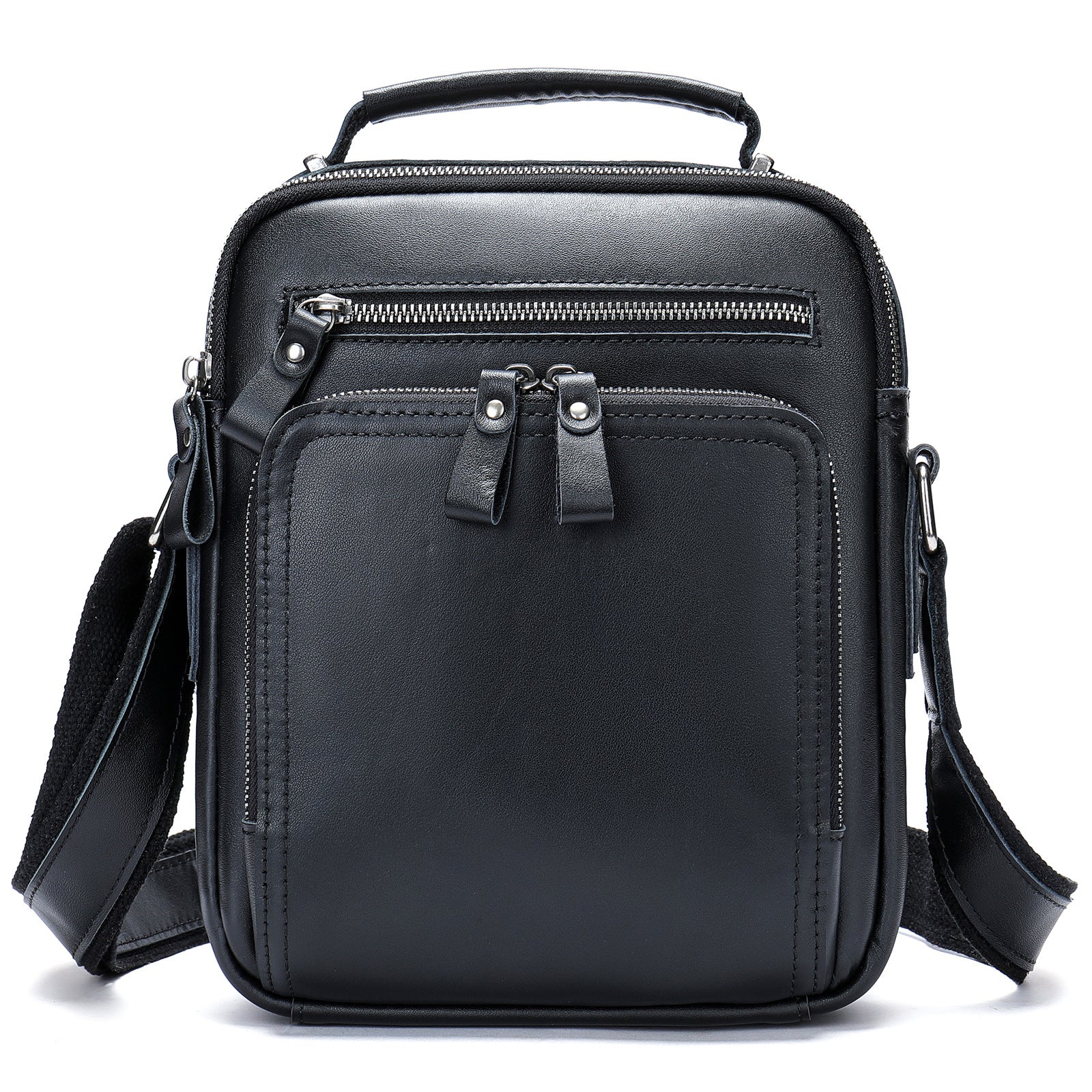 Véritable sac de corps croisé en cuir Hommes Cheval fou Sac d'épaule en cuir multifonctionnel